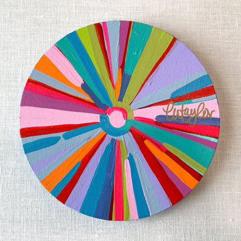 8in Circle Canvas Rainbow Sun V