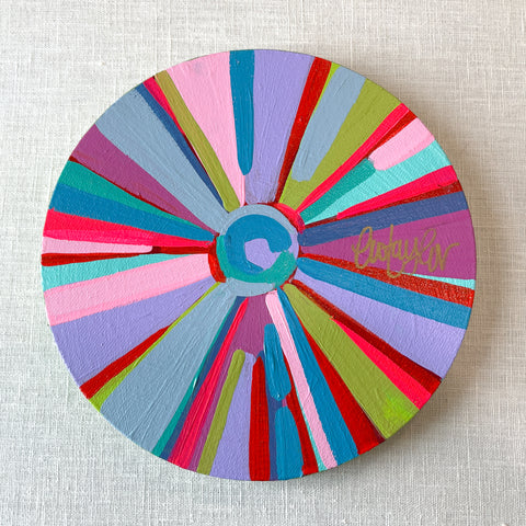 8in Circle Canvas Rainbow Sun VI