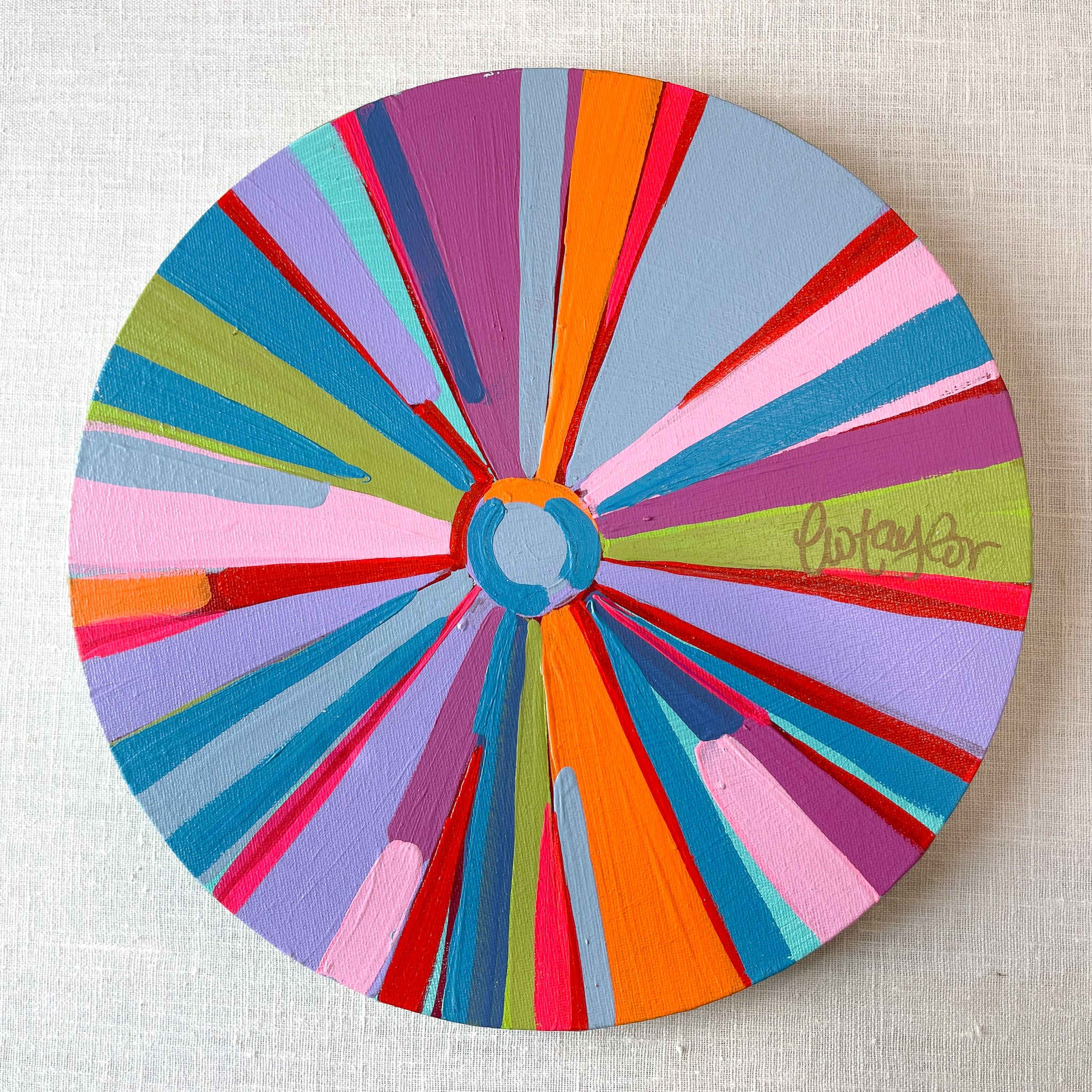 12in Circle Canvas Rainbow Sun I