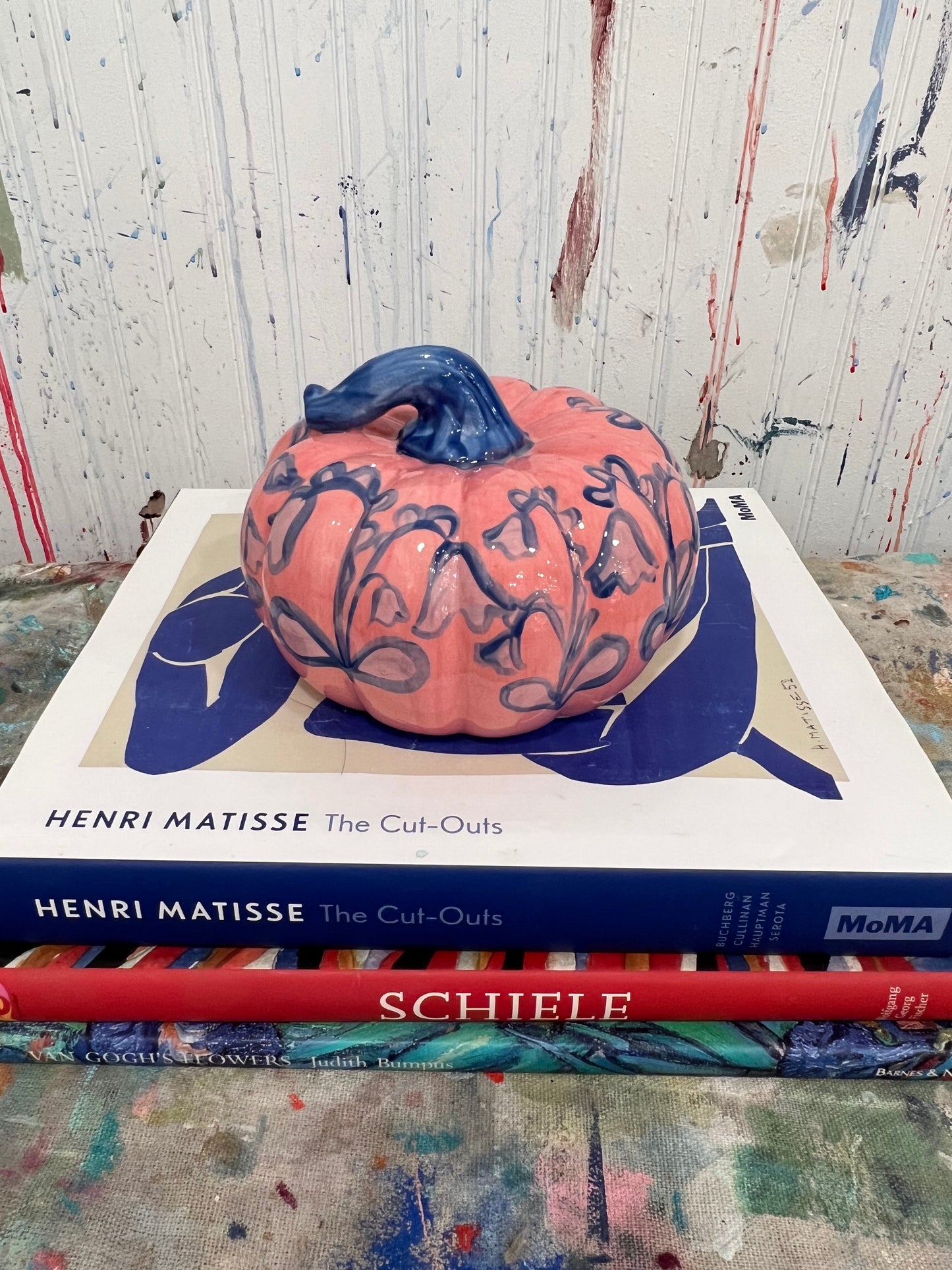 Medium Pink and Blue Pumpkin #9